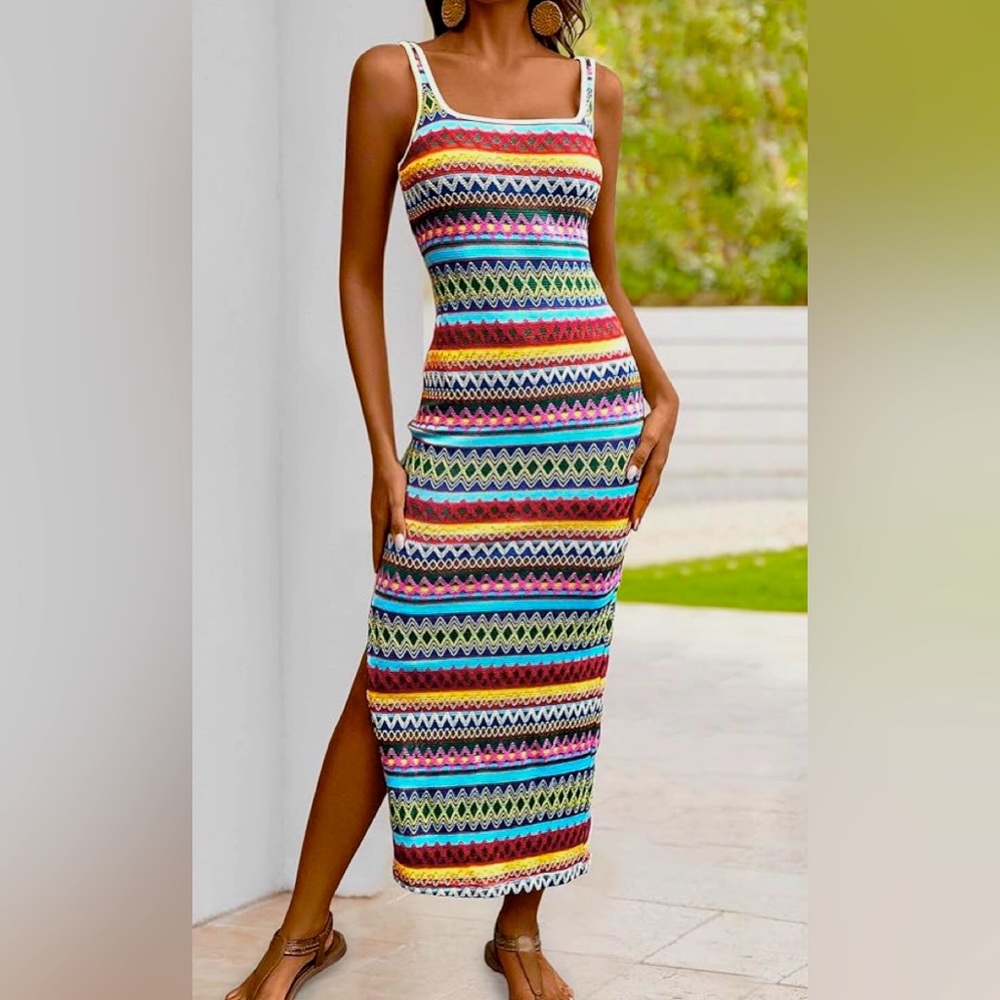 Colorful Striped Maxi Dress